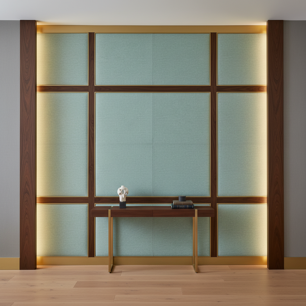 Fine Woven Texture Seafoam Green Upholstered Wall Panel | Architectural Fabrics