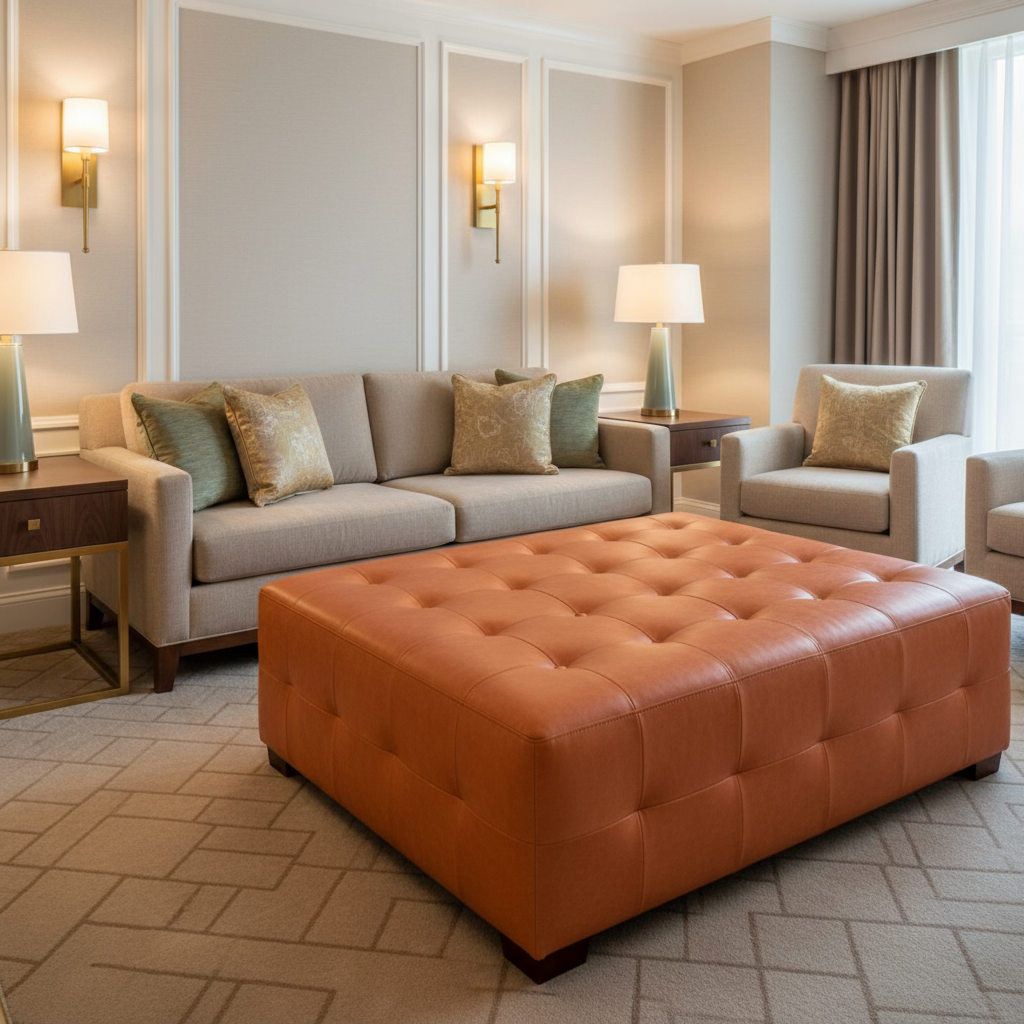Baroque - Baroque Performance Vinyl Upholstered Ottoman | Architectural Fabrics