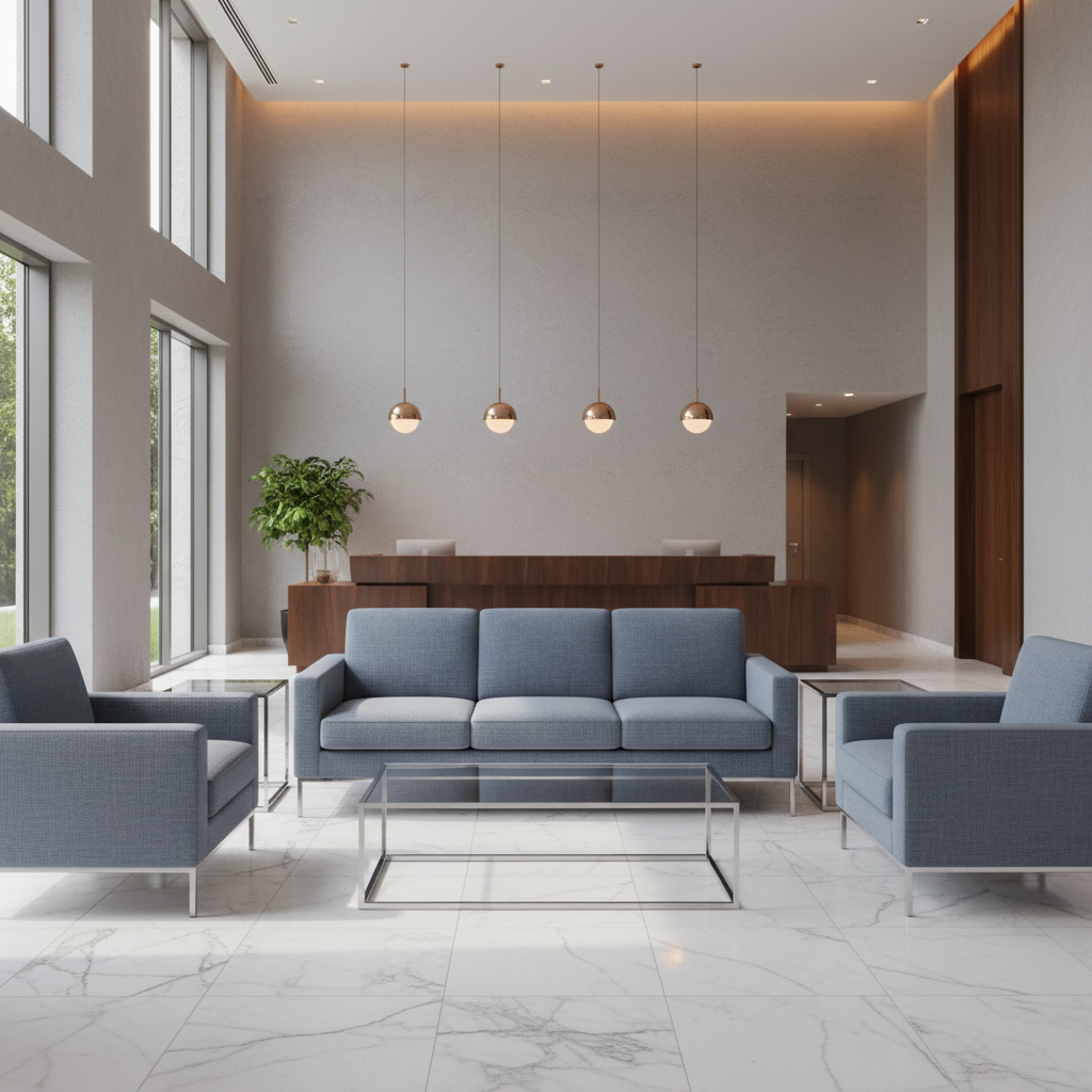 Aarden - Slate Blue Silicone Hybrid Upholstered Sofa | Architectural Fabrics