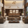 Channel Chevron Stitch Rich Umber Upholstered Sofa | Architectural Fabrics
