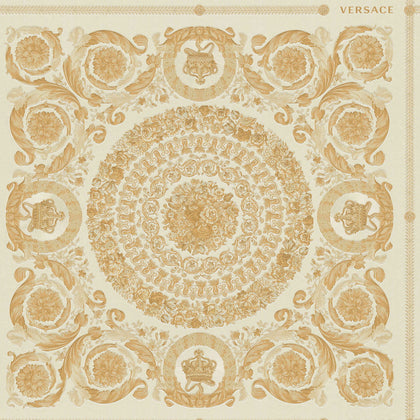 Crowns & Roses Gold White Cream Wallcovering | Versace