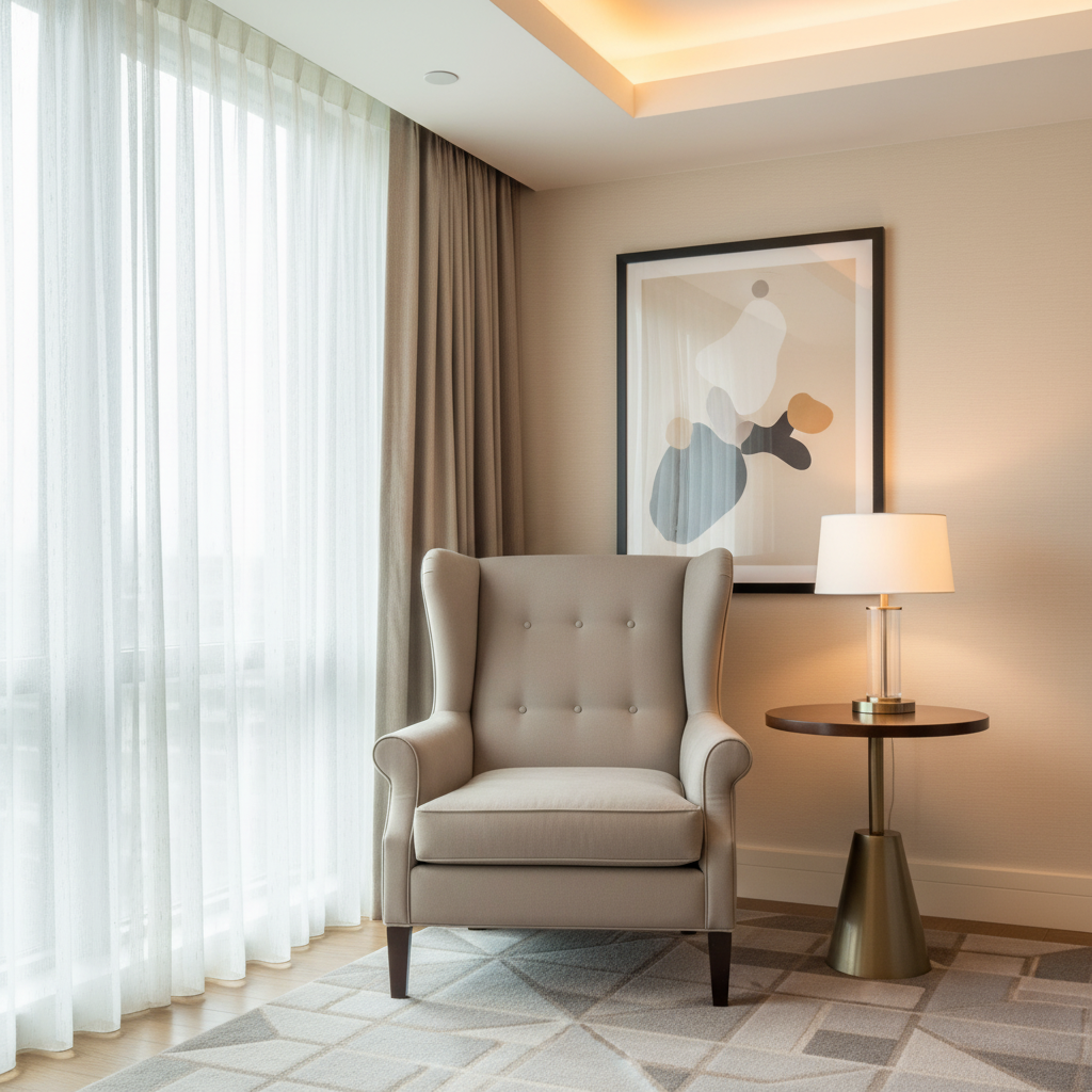 Smooth Solid Texture Soft Taupe Upholstered Chair | Architectural Fabrics