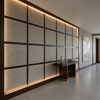 Woven Linear Texture Silver Taupe Upholstered Wall Panel | Architectural Fabrics
