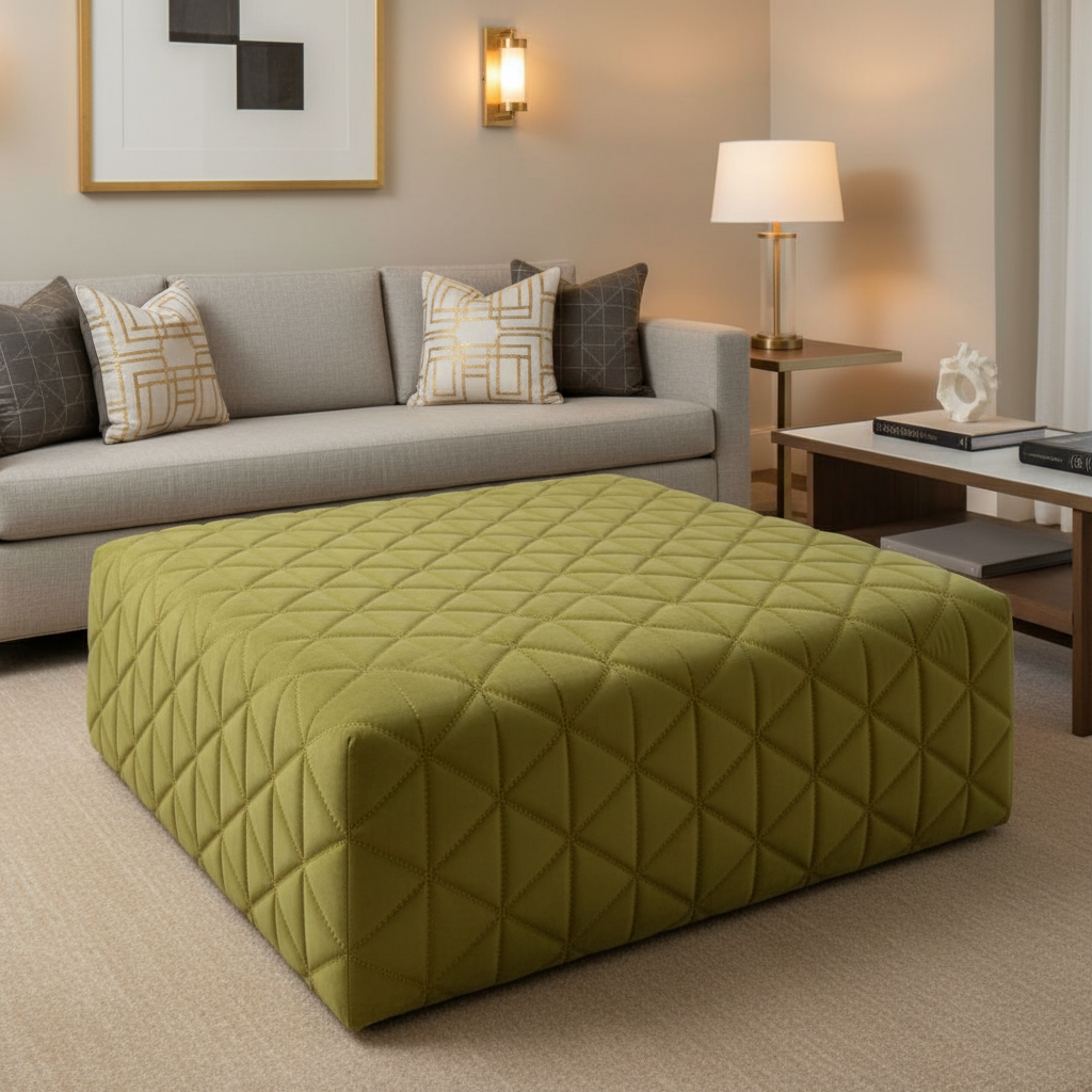 Tres Palmas - Matcha Upholstered Ottoman | Architectural Fabrics