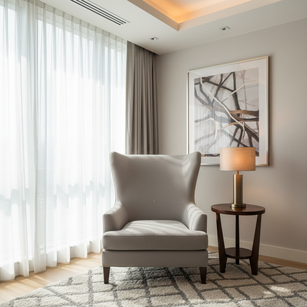 Smooth Concrete Texture Soft Gray Upholstered Chair | Architectural Fabrics