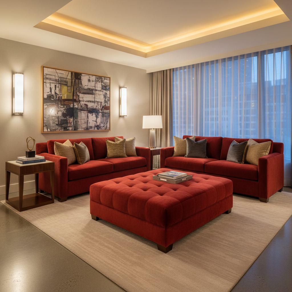 Big Stone Gap Blaze Upholstered Ottoman | Architectural Fabrics