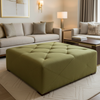 Linen Island - Grass Upholstered Ottoman | Architectural Fabrics