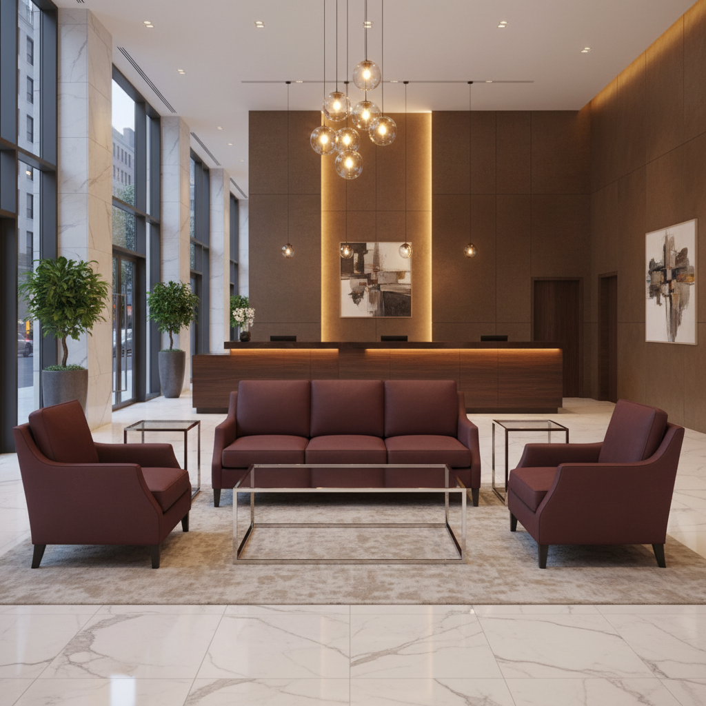 Runaway Bay - Oxblood Upholstered Sofa | Architectural Fabrics