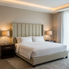 Embossed Reptile Skin Pale Olive Upholstered Headboard | Architectural Fabrics