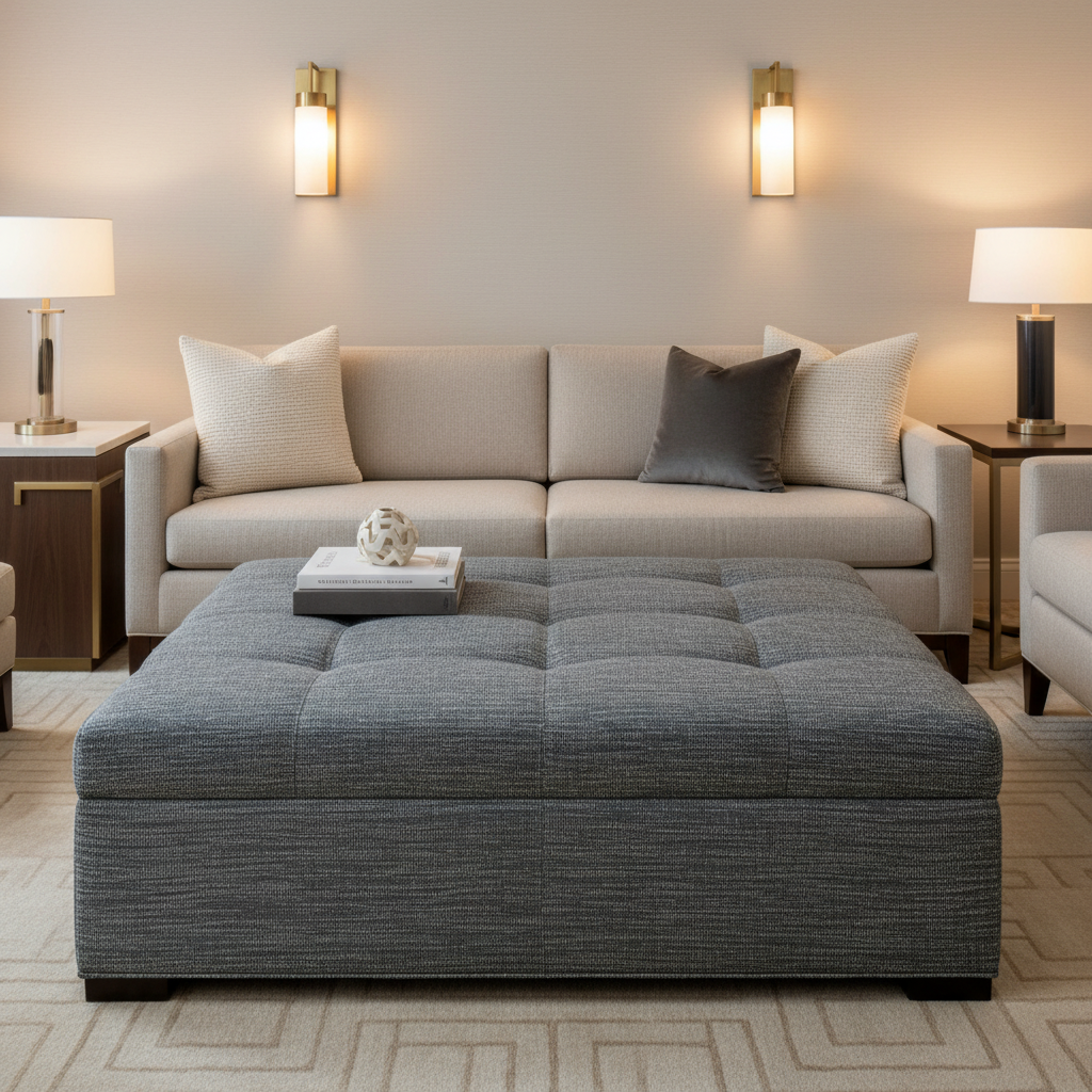 Azores - Azores Tekloom Performance Upholstered Ottoman | Architectural Fabrics
