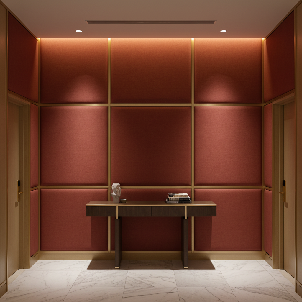 Smooth Solid Color Rustic Sienna Upholstered Wall Panel | Architectural Fabrics