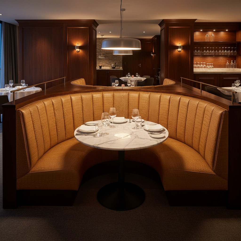 Norman Island - Caramel Upholstered Banquette | Architectural Fabrics
