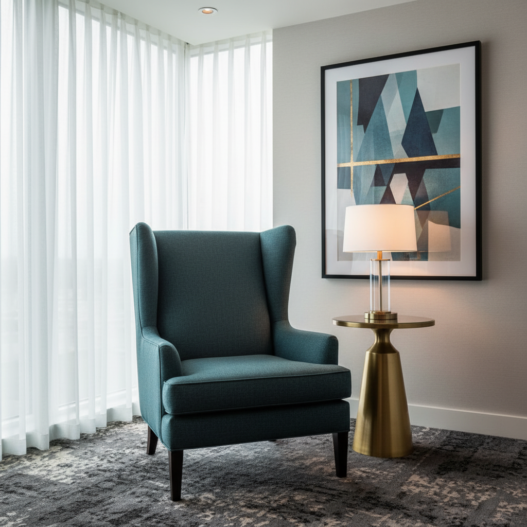 Woven Linen Texture Deep Teal Upholstered Chair | Architectural Fabrics