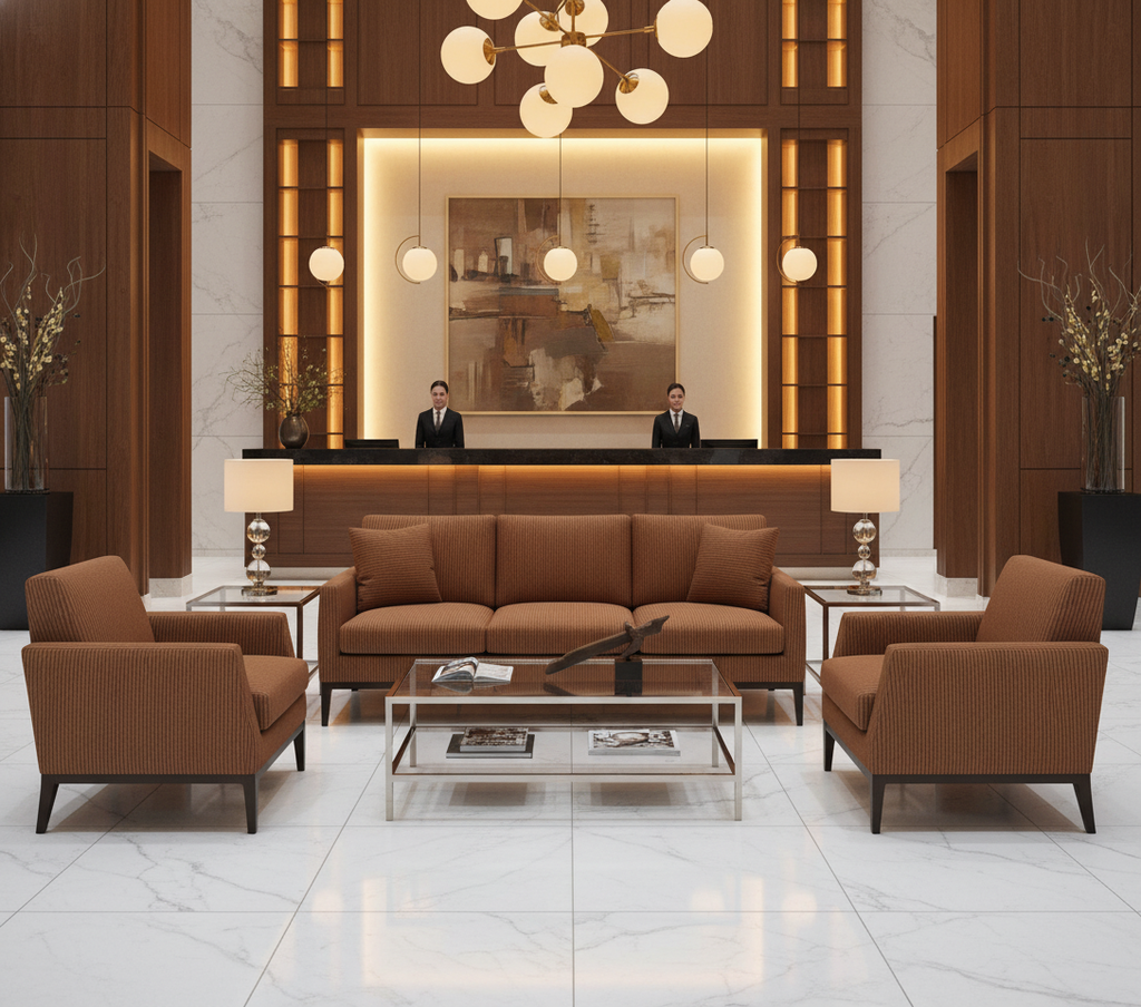 BANDOLIER - Cocoa Bean Faux Leather Upholstered Sofa | Architectural Fabrics
