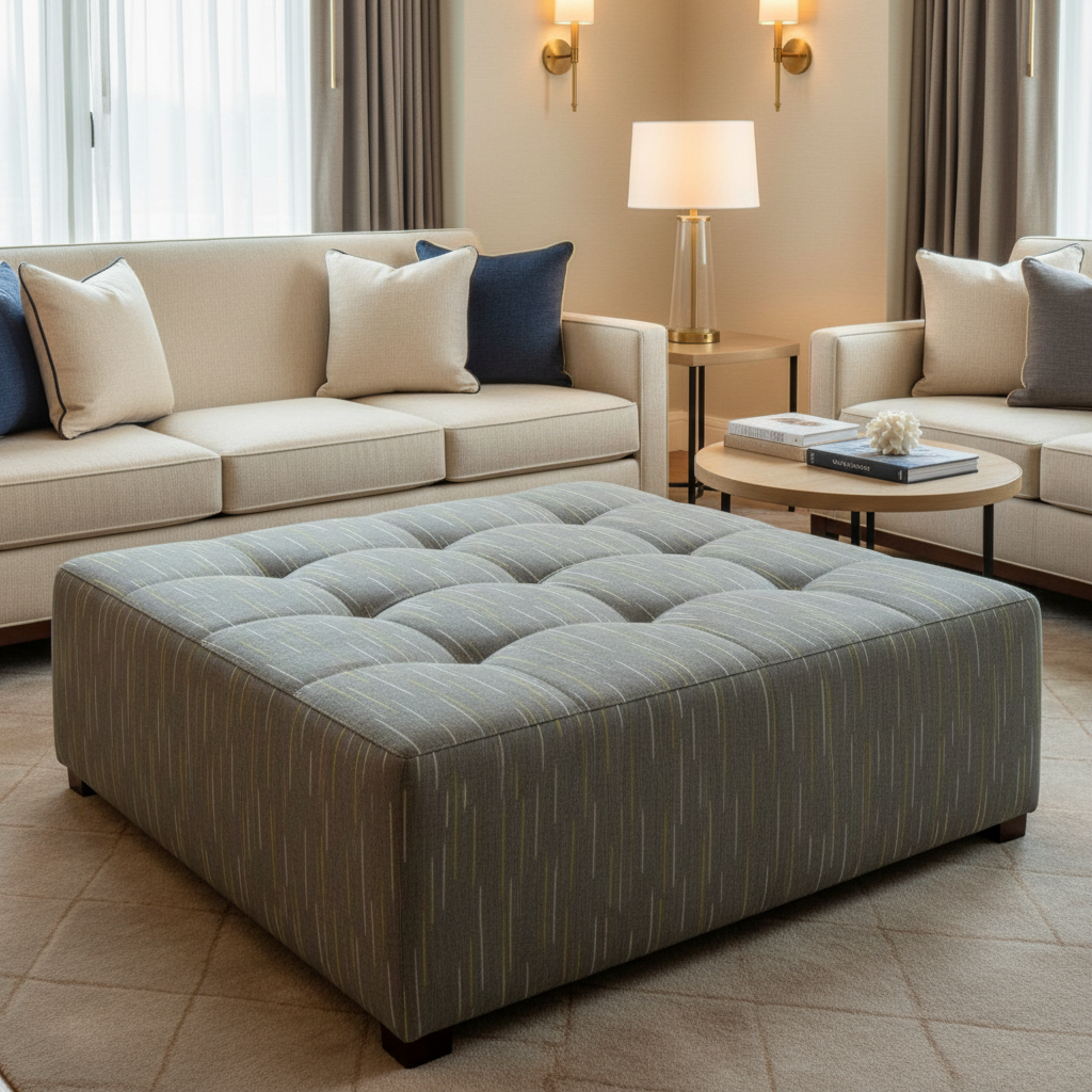 Stitchwork Bay - Mystic Upholstered Ottoman | Architectural Fabrics
