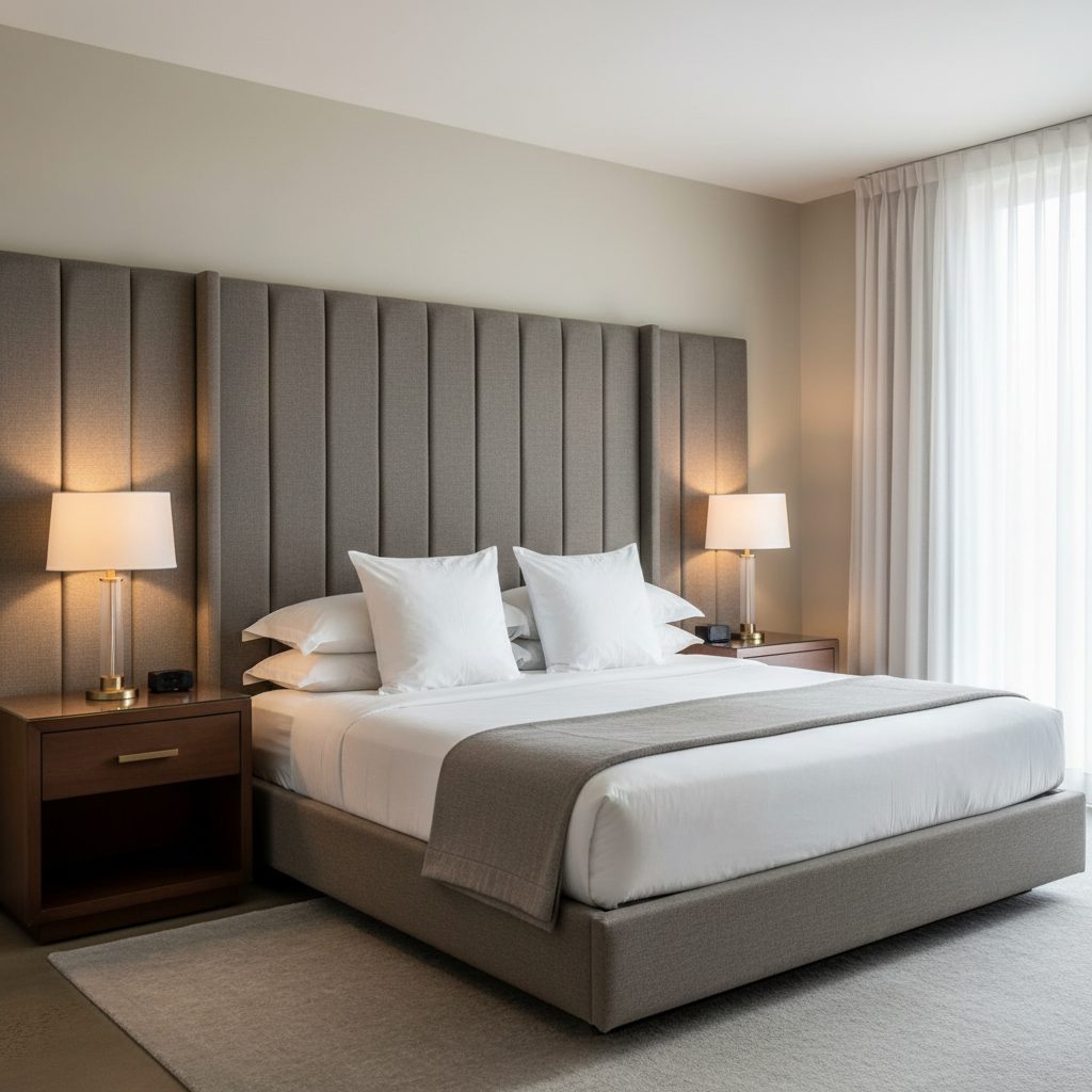 Fine Woven Texture Gunmetal Grey Upholstered Headboard | Architectural Fabrics