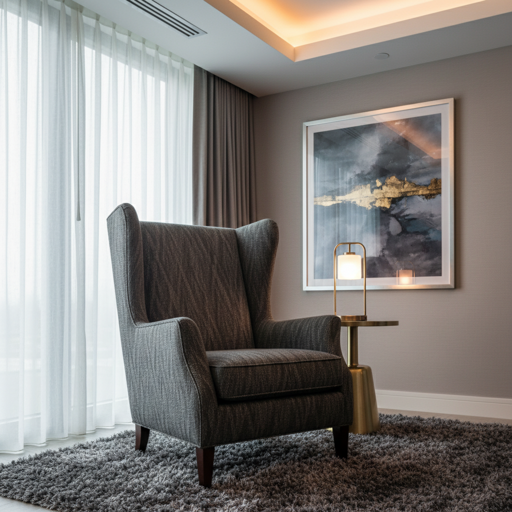 Woven Organic Texture Dark Graphite Upholstered Chair | Architectural Fabrics