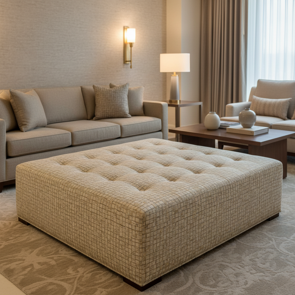 Bellevue - Bellevue Tekloom Performance Upholstered Ottoman | Architectural Fabrics