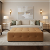 Fine Pebble Grain Caramel Tan Upholstered Ottoman | Architectural Fabrics