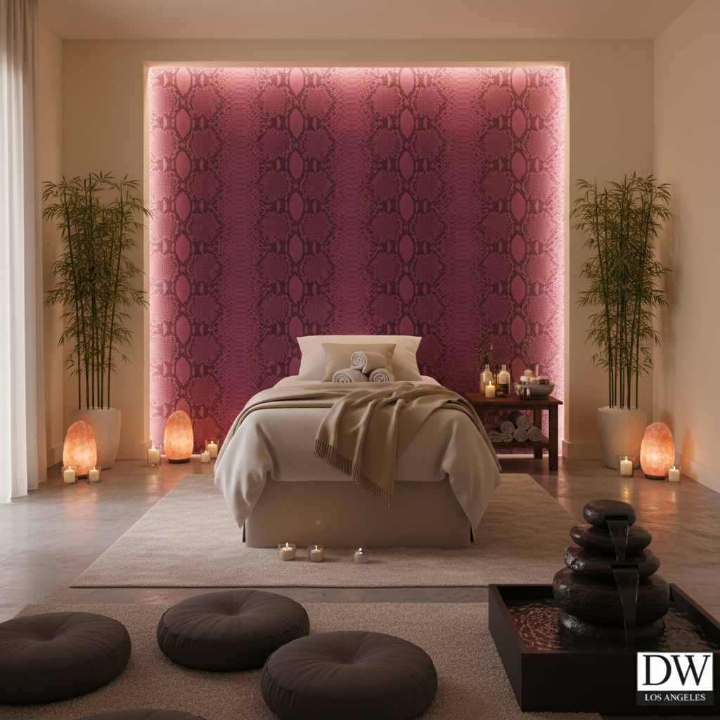 Labasa Purple Snake Skin | Hollywood Wallcoverings - Healthcare Waiting Room commercial room setting