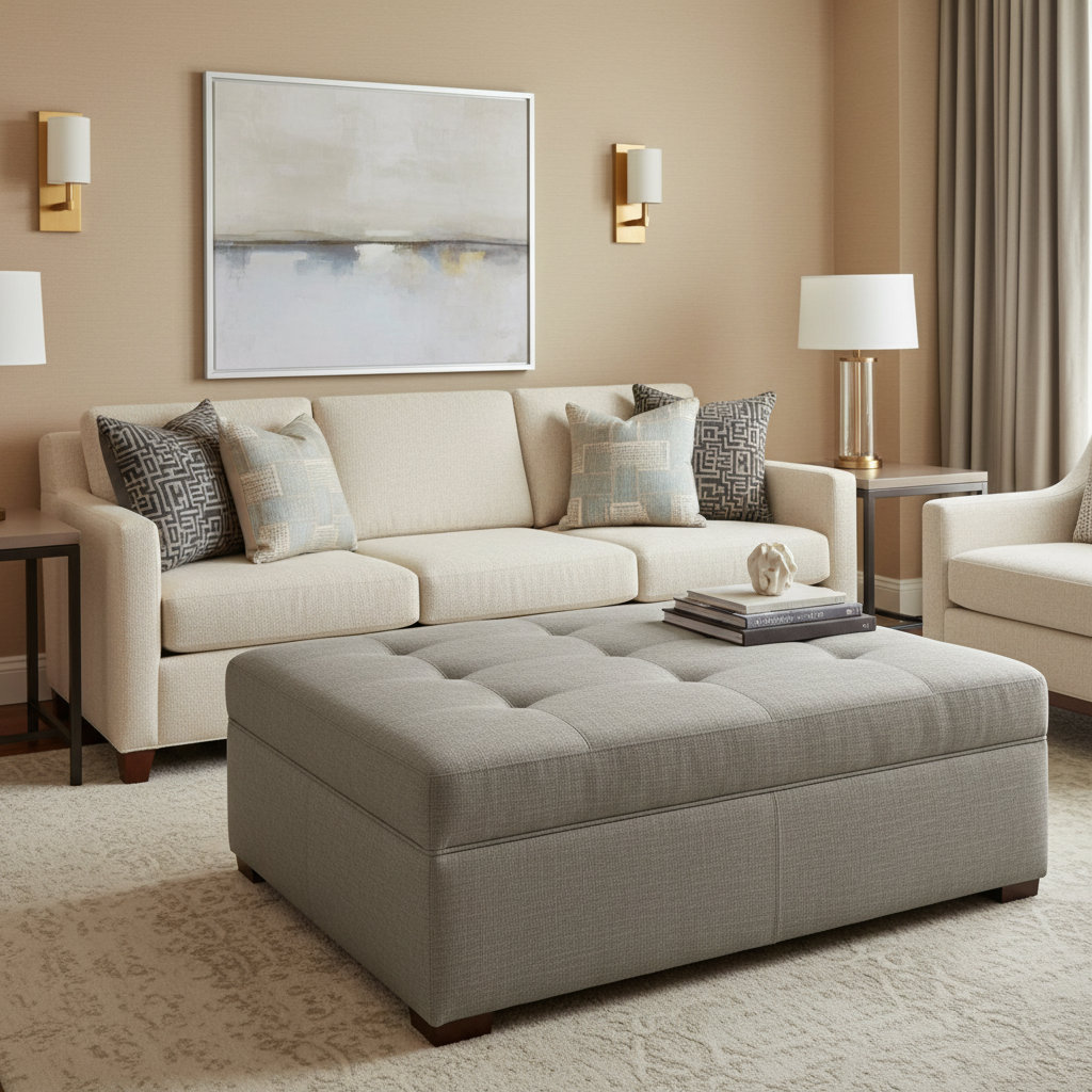 Turneffe - Dove Upholstered Ottoman | Architectural Fabrics
