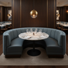 Abaca - Slate Blue Tekloom Performance Upholstered Banquette | Architectural Fabrics