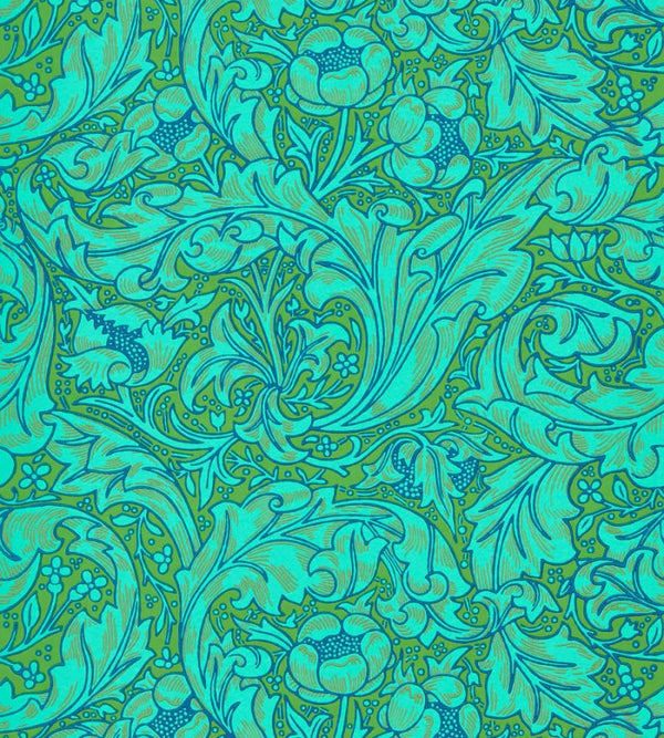 Bachelors Button Turquioise Olive Wallcovering | William Morris