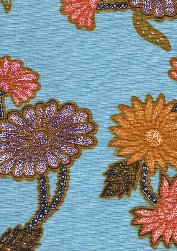 Turtle Batik Bahama Blue Multi Screen Printed - White Fabric | China Seas