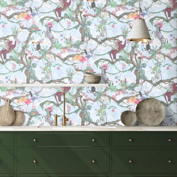 Balancing Act Green Sky - Light Blue Wallcovering | Brand McKenzie