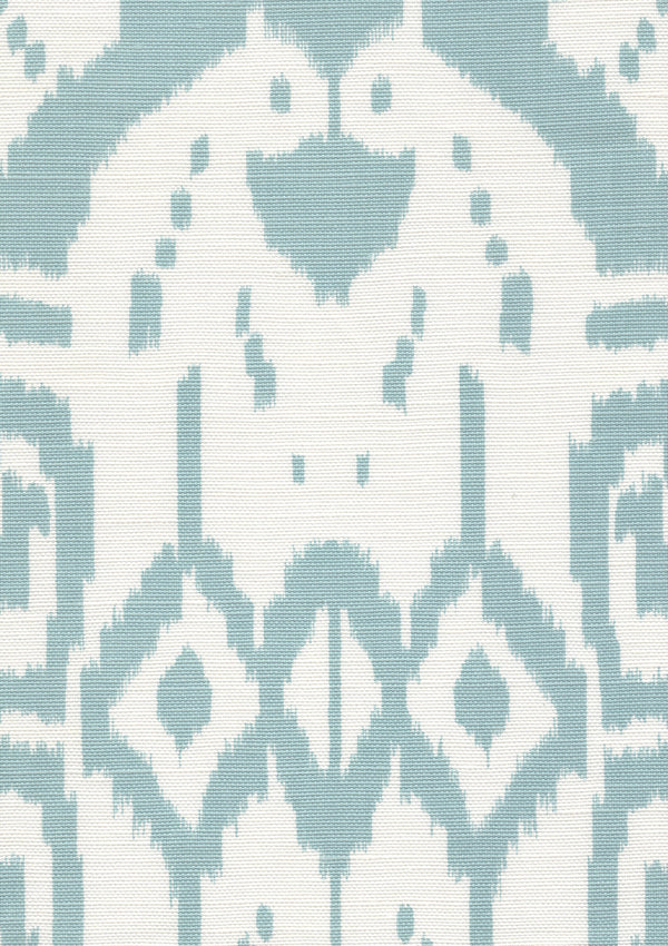 Island Ikat Bali Blue on White Screen Printed - Powder Blue Fabric | China Seas