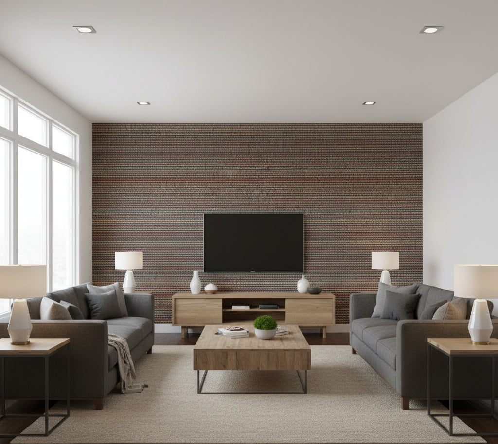 Balihala Horizontal GrassCloth Multi Color | Phillipe Romano - living room room setting