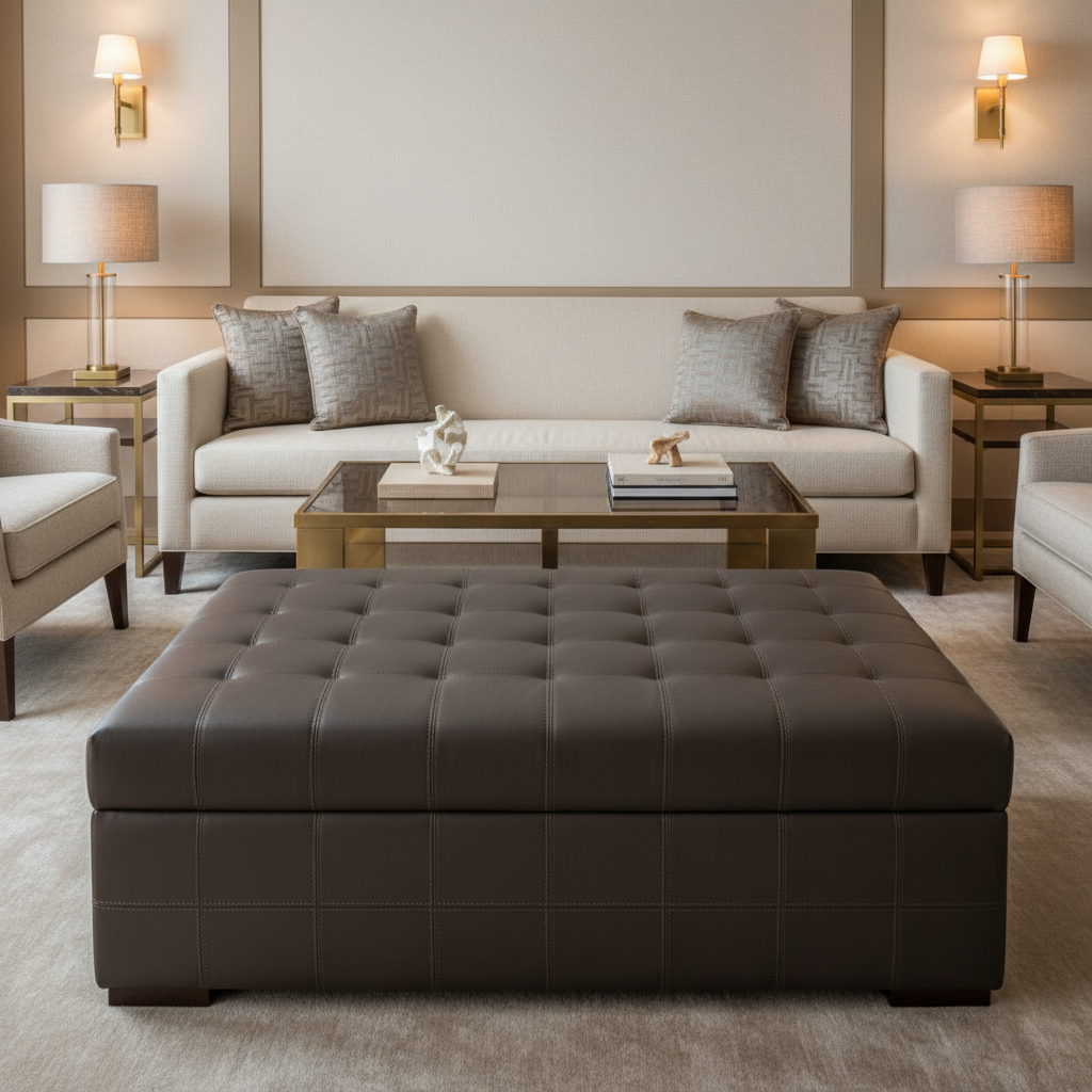 Puerto Plata - Mahogany Upholstered Ottoman | Architectural Fabrics