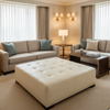 Turquoise Bay - Gesso Upholstered Ottoman | Architectural Fabrics