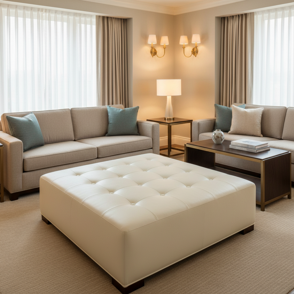 Turquoise Bay - Gesso Upholstered Ottoman | Architectural Fabrics