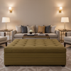 Fine Horizontal Stripes Olive Bronze Upholstered Ottoman | Architectural Fabrics