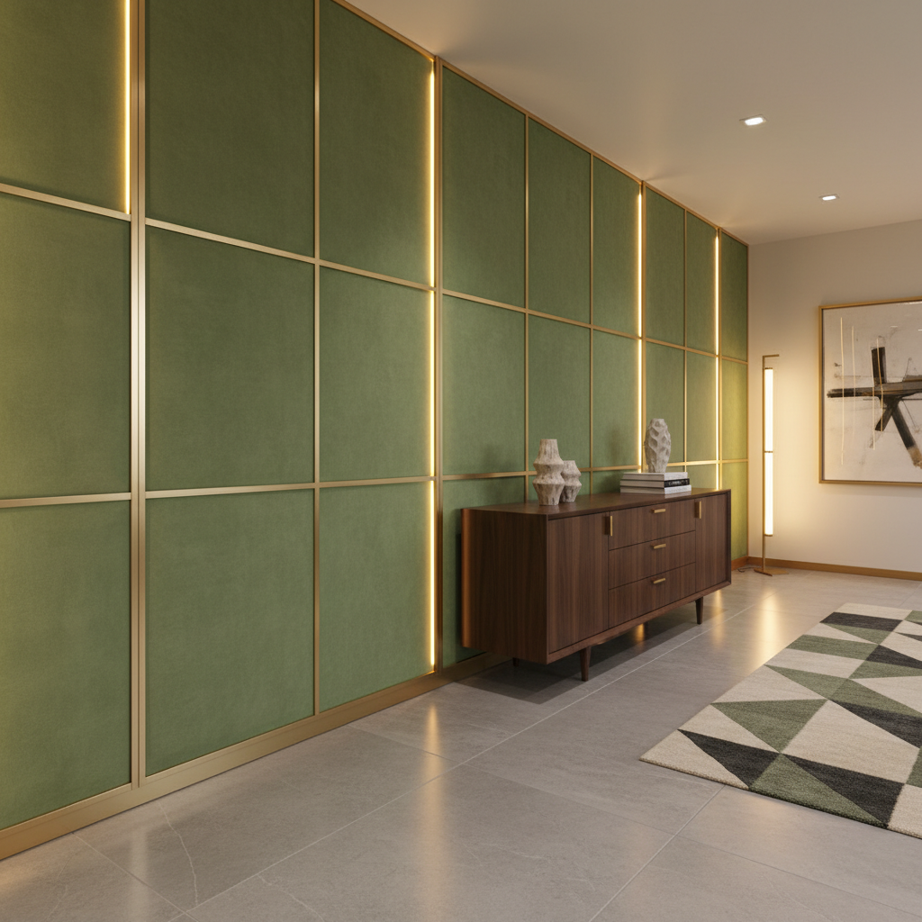 Ultrasuede  Basil  Green Upholstered Wall Panel | Ultrasuede Upholstery