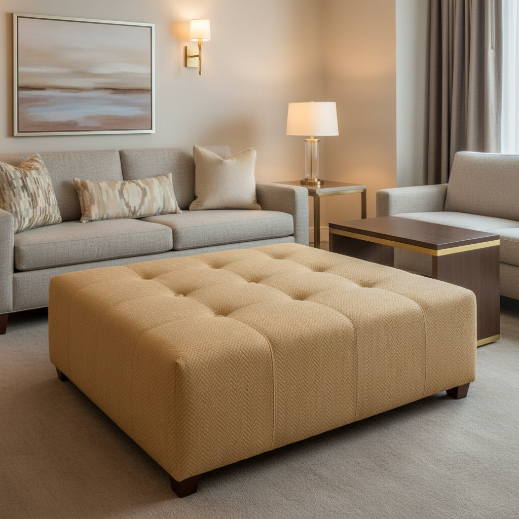 Rainbow Reef - Cashew Upholstered Ottoman | Architectural Fabrics