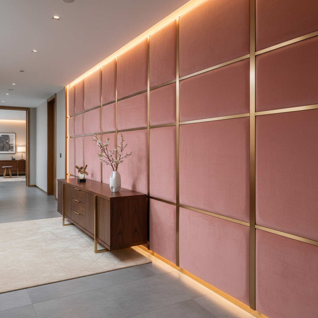 Ultrasuede  Rosewood Pink Upholstered Wall Panel | Ultrasuede Upholstery