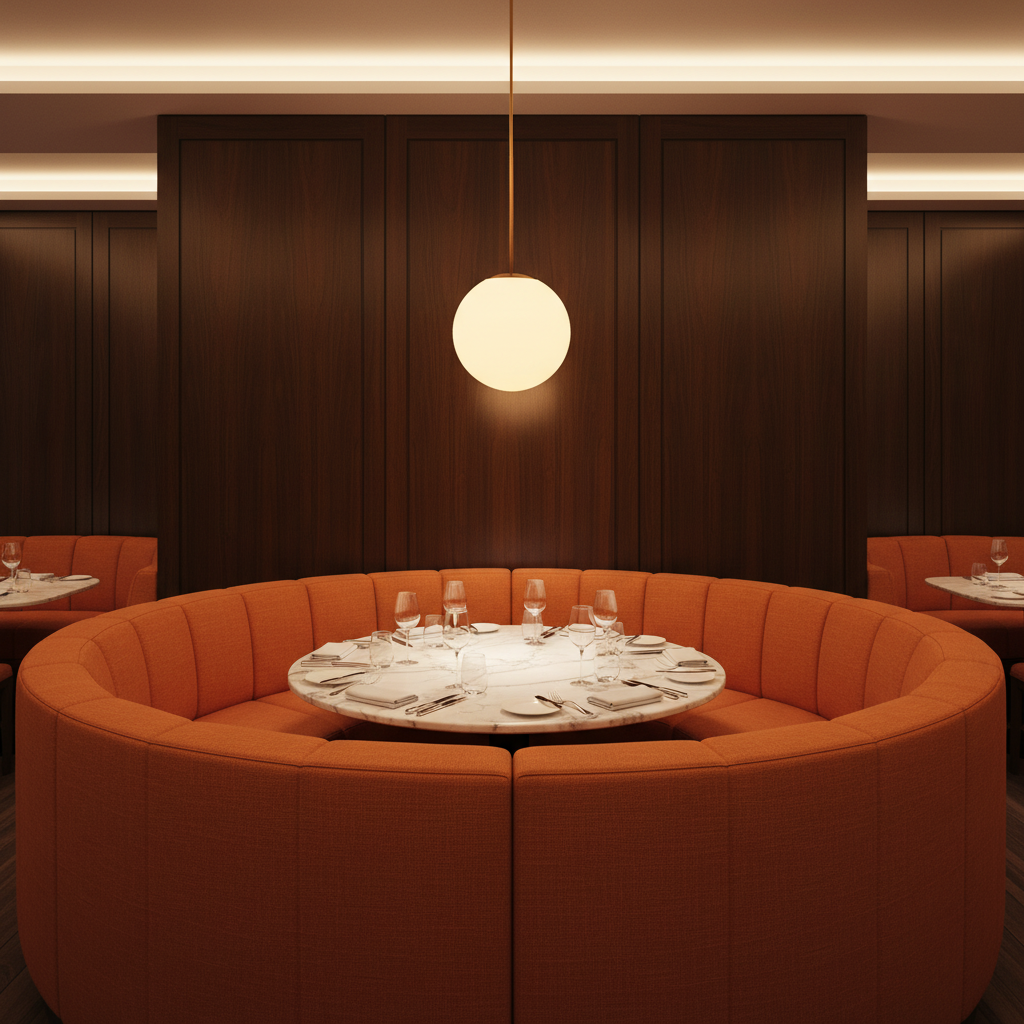 Aarden - Terracotta Silicone Hybrid Upholstered Banquette | Architectural Fabrics
