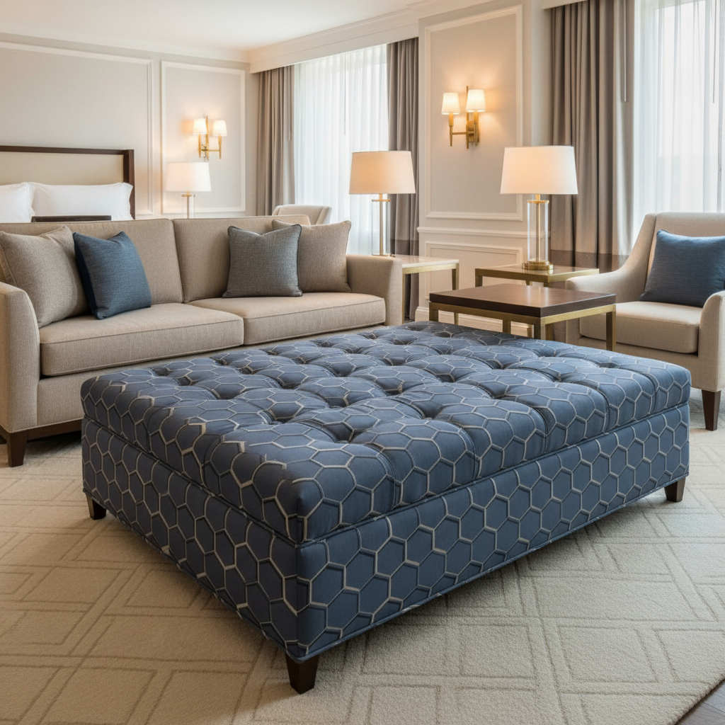 Pelican Cay - Lapis Upholstered Ottoman | Architectural Fabrics