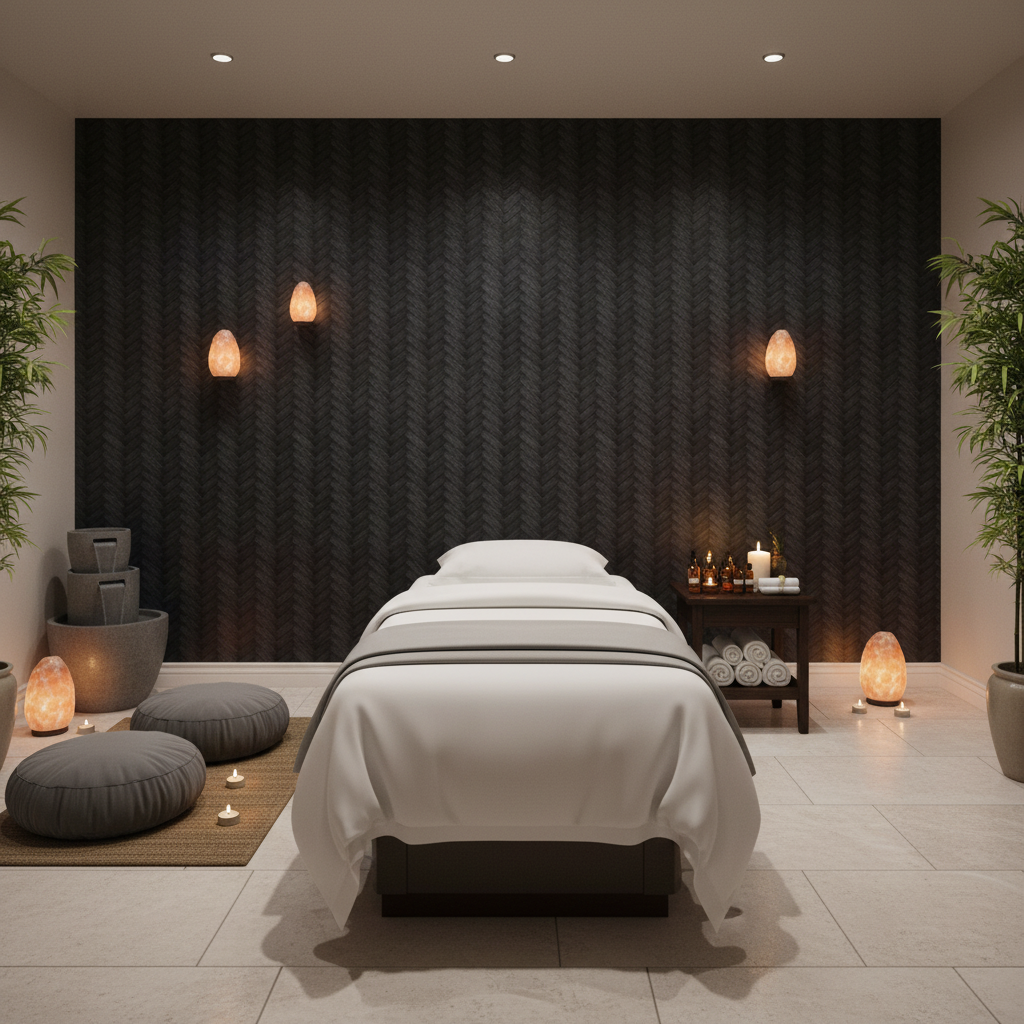 Moroccan Midnight Basketweave | Hollywood Wallcoverings - Healthcare Waiting Room commercial room setting