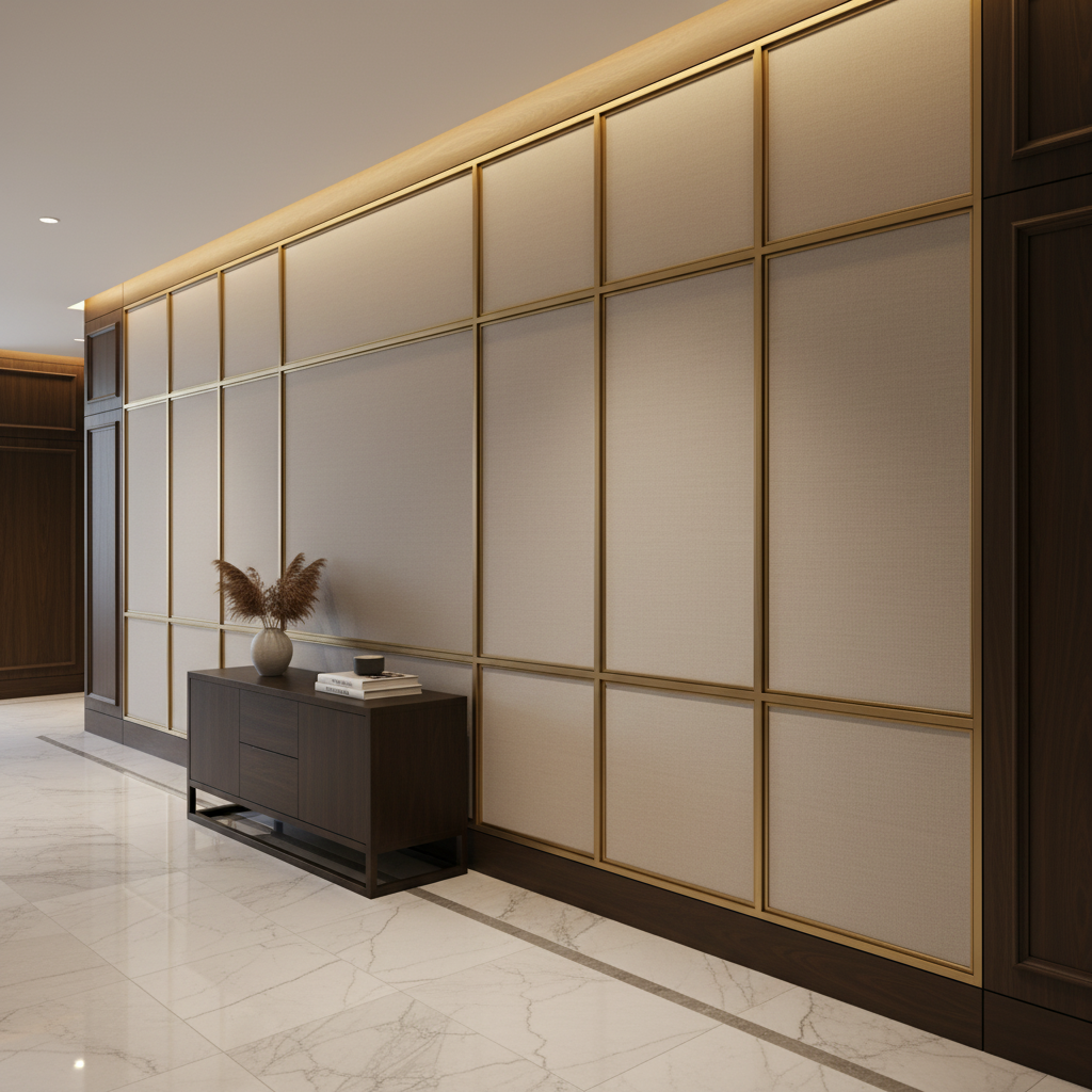 Maho Bay - Greige Upholstered Wall Panel | Architectural Fabrics