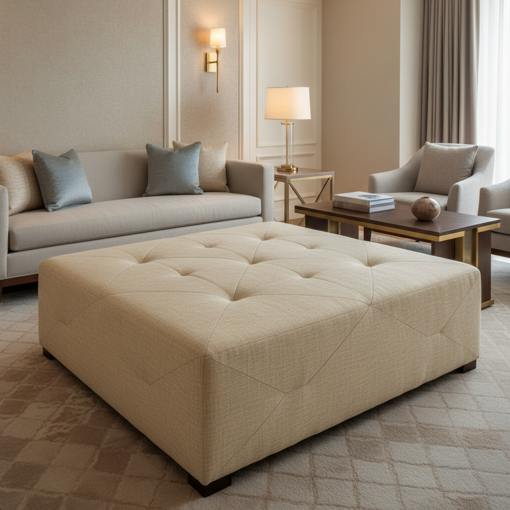 Parrot Cay - Beach Upholstered Ottoman | Architectural Fabrics