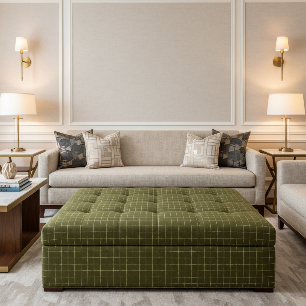 West End - Parrot Upholstered Ottoman | Architectural Fabrics
