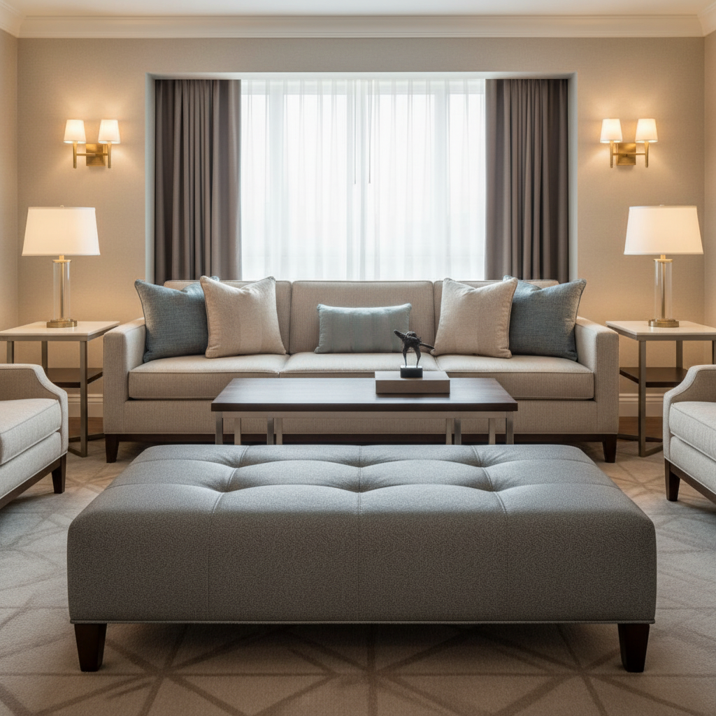 Quintana Bay - Graphite Upholstered Ottoman | Architectural Fabrics