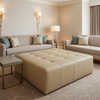 Algiers - Oatmeal Performance Vinyl Upholstered Ottoman | Architectural Fabrics