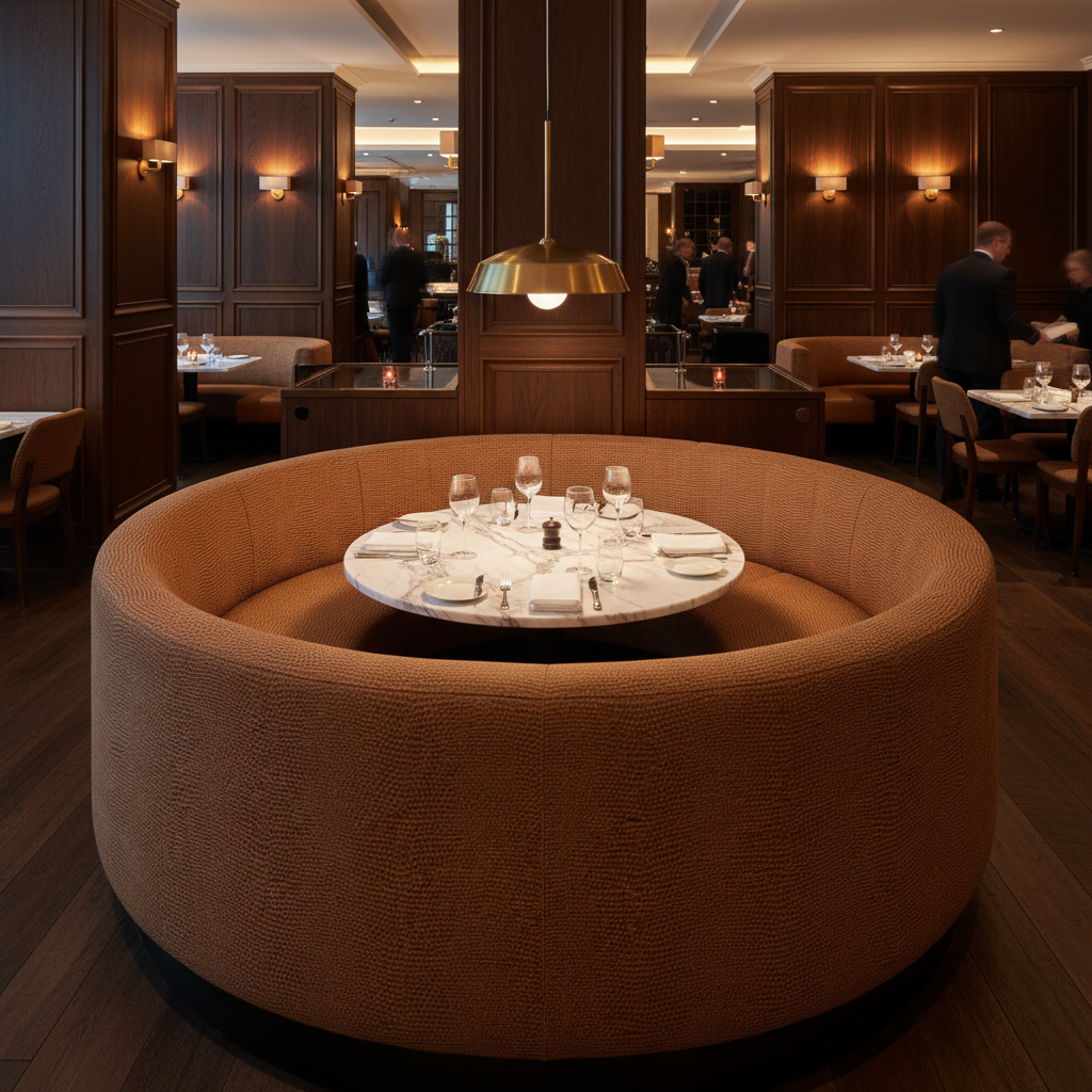 Snake Cay - Rust Upholstered Banquette | Architectural Fabrics