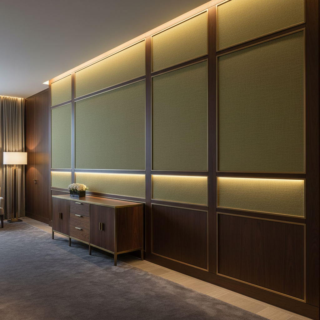 Aspect - Olive Grove Performance Polyurethane Upholstered Wall Panel | Architectural Fabrics