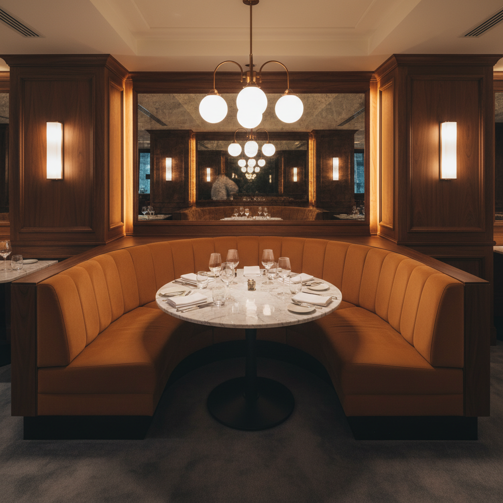 Ultrasuede  Ginger Brown Upholstered Banquette | Ultrasuede Upholstery