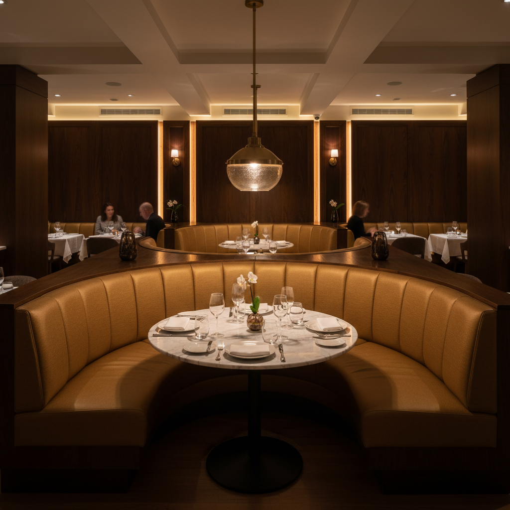 Smooth Pebble Grain Golden Bronze Upholstered Banquette | Architectural Fabrics